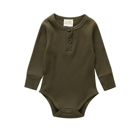 

Fsqjgq Boys Pajama Sets Jumpsuit for Kids Kids Baby Girls Boys Long Sleeve Solid Ribbed Romper Bodysuit Outfits Clothes Baby Boy One Baby Layette Set Cotton Army Green 80