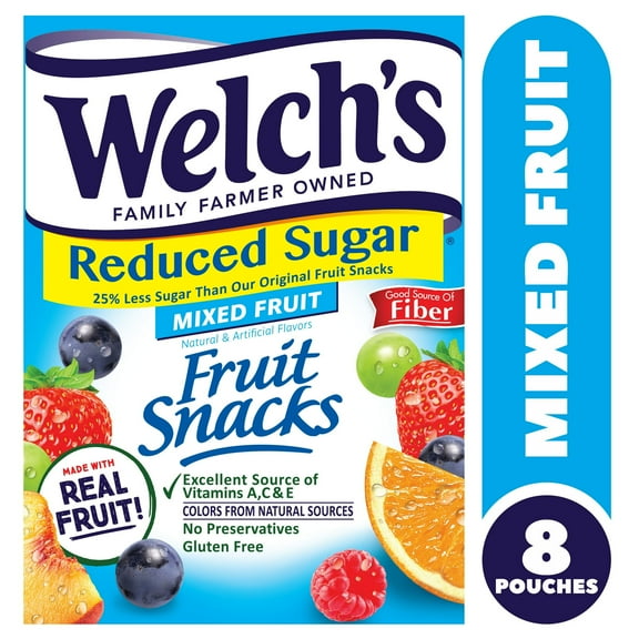 Welch's Reduced Sugar Mixed Fruit Fruit Snacks 0.8oz Pouches - 8Ct Box(2pack)