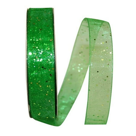 UPC: 0840108862038 | JAM Paper Sheer Glitter Ribbon  5/8 Inches x 25 Yards  Emerald  Sold Individually