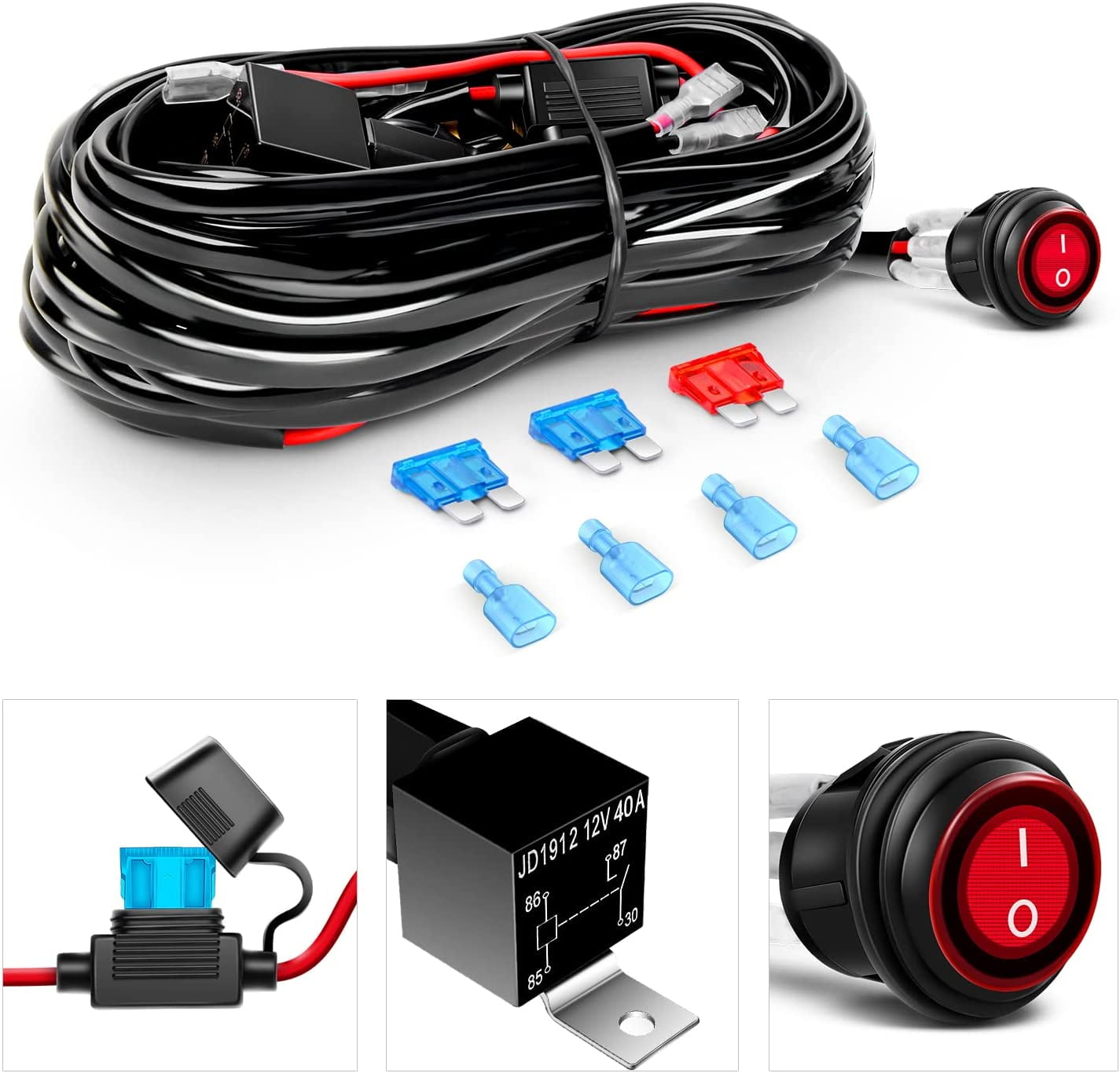 Waywe LED Light Pods 2PCS 36W 6.5Inch LED Light Bar Flood LED Fog Lights Off Road Light Driving Light with 16AWG Wiring Harness-2 Leads for Truck Golf Cart SUV ATV UTV Boat