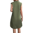 thumbnail image 1 of Vestido elegante de lino con cuello en V para mujer: botones en la parte delantera, abertura, corte en A, mezcla transpirable, primavera/verano, 1 of 5