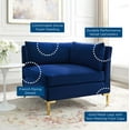 thumbnail image 5 of Sofa Corner Chair, Velvet, Blue Navy, Modern Contemporary Urban Design, Living Lounge Room Hotel Lobby Hospitality, 5 of 6