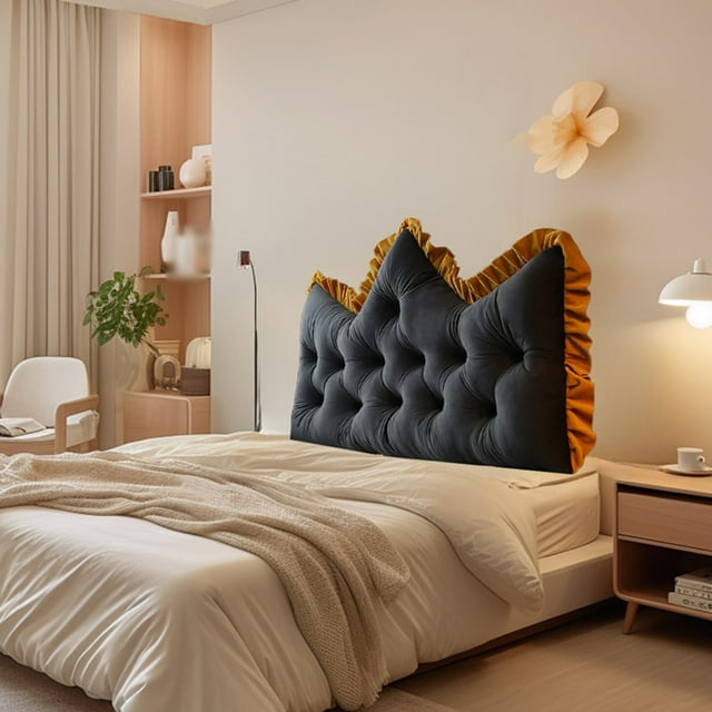 Coussin en Velours Capitonné avec Design Brodé pour Tête de Lit, Canapé et Support de Dossier de Fenêtre