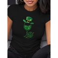 thumbnail image 1 of Women's St. Patrick's Day Black T-Shirt - Casual Round Neck, Short Sleeve Top with Green Shamrock & Camisetas de verano para mujer, manga corta, cuello redondo, casual, lindo, con gráficos, camisetas, 1 of 6