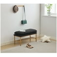 thumbnail image 3 of End of Bed Upholstered Storage Bench with Shelf, Shoe Rack, Linen Fabric, Black Metal Legs, 300 LBS Capacity, 3 of 5
