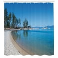 thumbnail image 3 of Ambesonne Lake Tahoe Shower Curtain, Clear Lake and Shore, 69"Wx75"L, Forest Green Azure Blue, 3 of 3