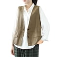 thumbnail image 2 of Mareep Blouses Sans Manches pour Femmes M-2TG Veste Ample en Coton Sergé Rétro, 2 of 4