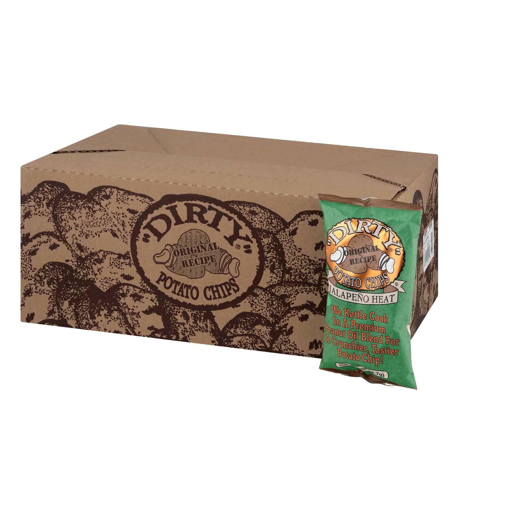 Dirty Kettle Style Jalapeno Heat Potato Chips, 2 oz. - Pack of 25