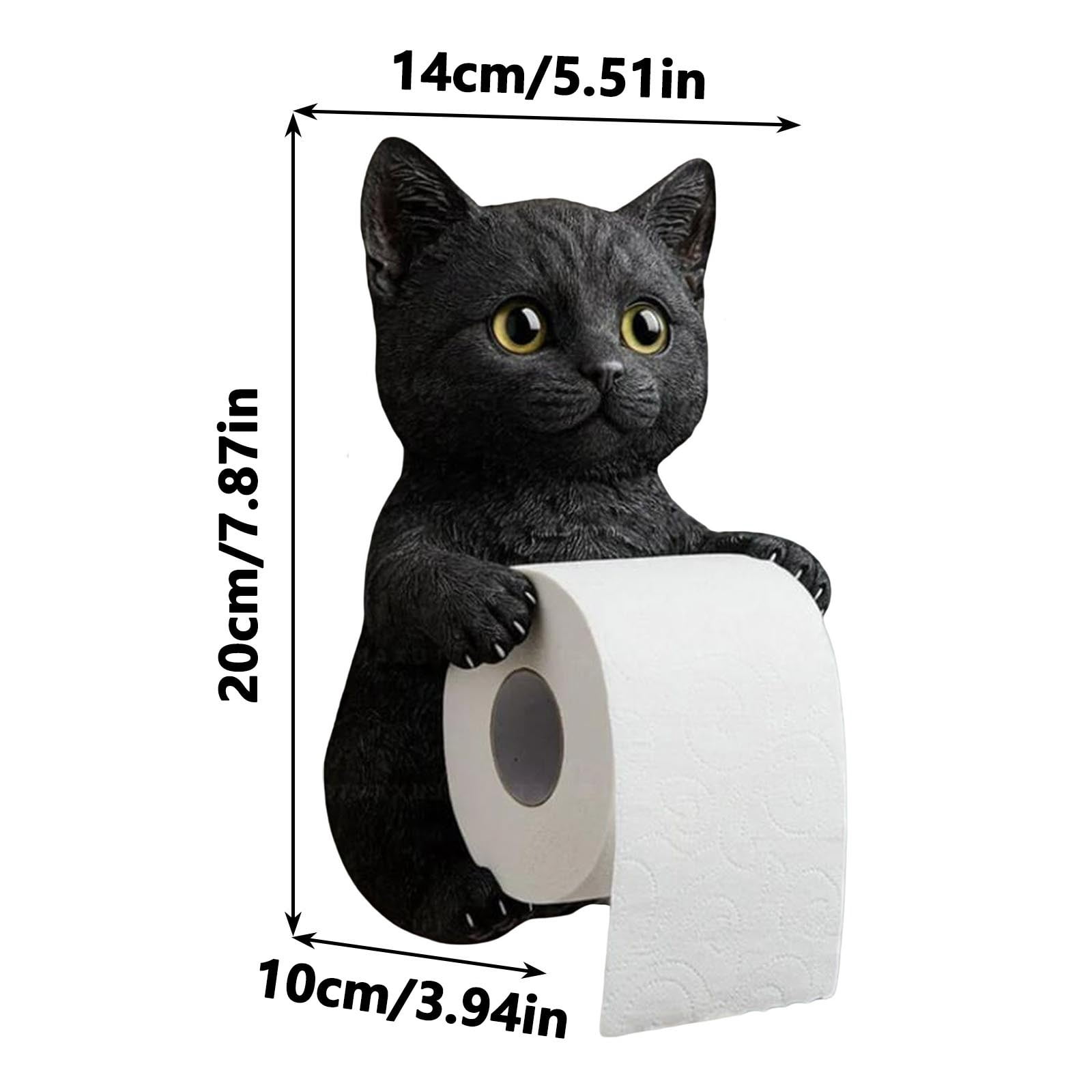 Cat Paper Holder - Funny 3D Resin Cat Toilet Paper Roll Holder, Wall Mount Bathroom Tissue Roll Storage, Unique Cats Lover Gifts(H)