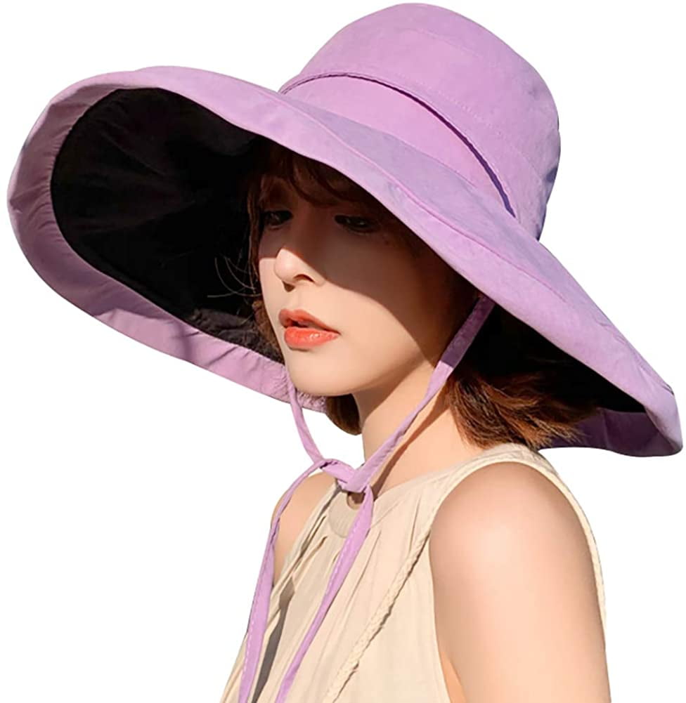 2 Packs Womens Reversible Bucket Hat Wide Brim UV Sun Protection Summer Beach Cap Foldable Outdoor Fisherman Caps 