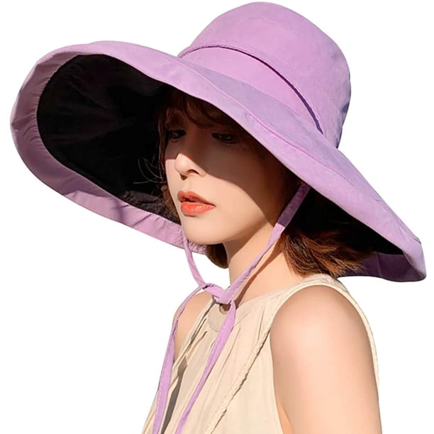 Sombrero de sol para mujer, plegable, reversible, con protección solar UV, ala ancha, gorra de playa de verano MFZFUKR WMZL-1353-8