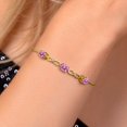 thumbnail image 3 of Gem Stone King 18K Yellow Gold Plated Silver Bracelet Pink and White Moissanite (2.72 Cttw), 3 of 5