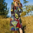 thumbnail image 5 of Beaded Art Vibrant Colorful Fun Women's Fall Dresses Casual Loose Flowy Swing Shift Dress, 5 of 9