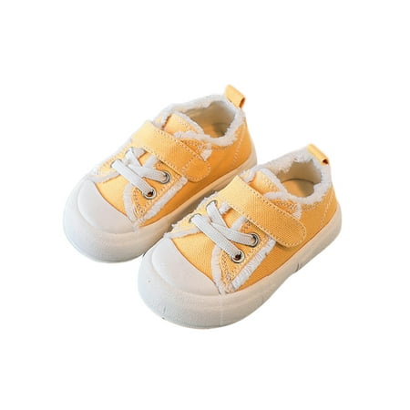 

SIMANLAN Girls Boys Casual Shoes Round Toe Flats Soft Sole Canvas Sneakers Children Comfort Skate Shoe Kids Magic Tape Sneaker Yellow 7C