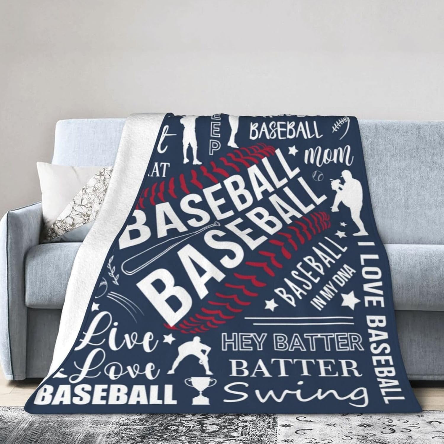 Baseball Gifts Baseball Blanket for Women and Men Soft Baseball Gifts for Girls Women Team Baseball Stuff for Girls Cozy Fleece Baseball Fuzzy Sports Ball Blankets for Couch Bed Room Decor 80"X60"