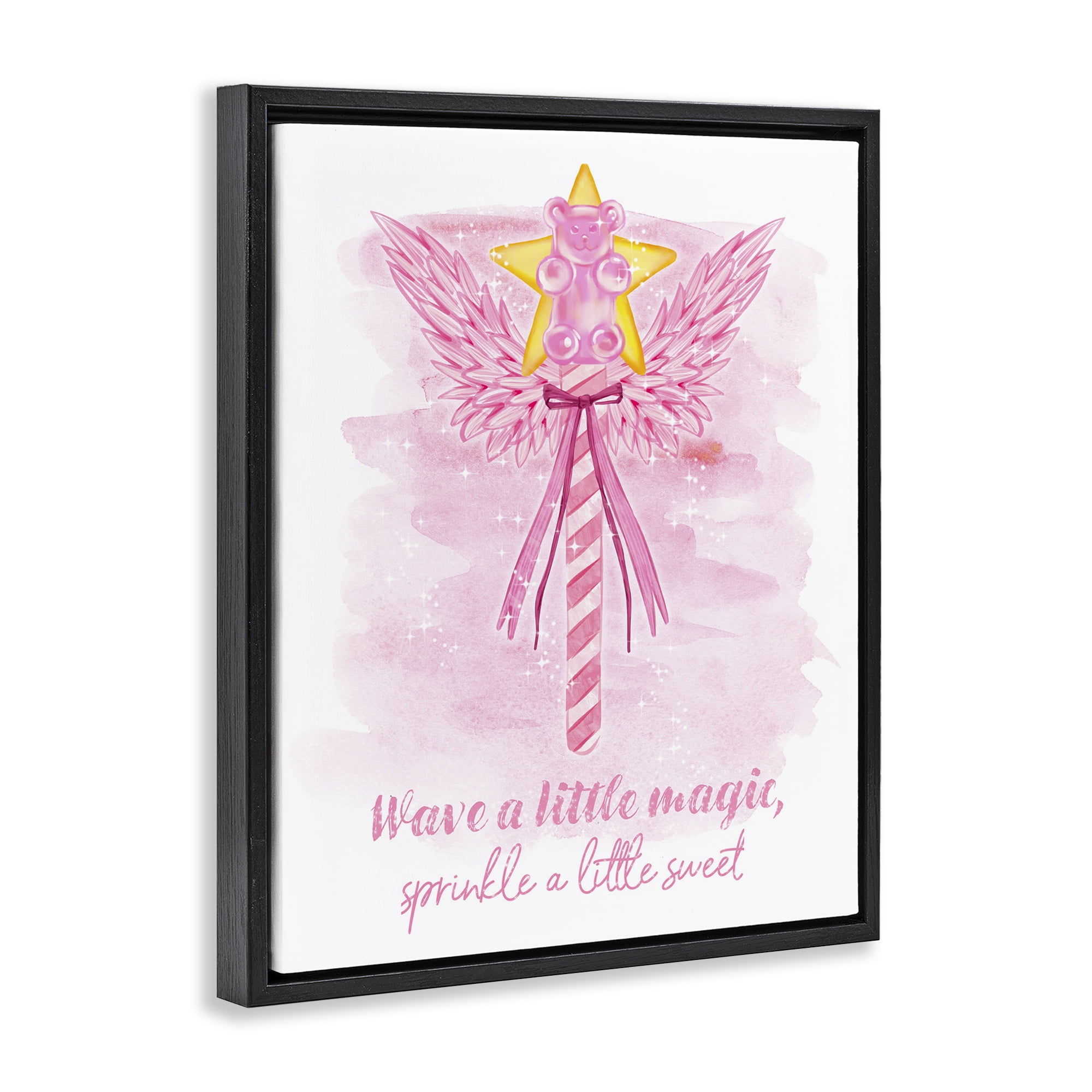 Stupell Industries Sprinkle Sweet Magic Fairy Tales & Fantasy Painting Black Floater Framed Art Print Wall Art, 25 x 31