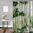 thumbnail image 2 of Orinice Tropical Greenery Shower Curtain Hummingbird Fresh Plant Banana Turtle Back Bamboo Leaf Palm Tree Watercolor Bird Nature Scenery Bathroom decoration with hooks, 2 of 7