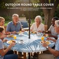 thumbnail image 3 of Round Outdoor Tablecloth with Umbrella Hole and Zipper, Hazy Blue Palm Leaves Coastal Tablecloth with Elastic Waterproof, Summer Tropical Botanical Patio Table Covers for 31" - 35" Pool Tables, 3 of 9