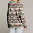 thumbnail image 3 of dGslk Womens Christmas Button Down Cardigan Sweater Long Sleeve Reindeer Tree Pattern Knit Casual V Neck Holiday Top Beige XL, 3 of 6