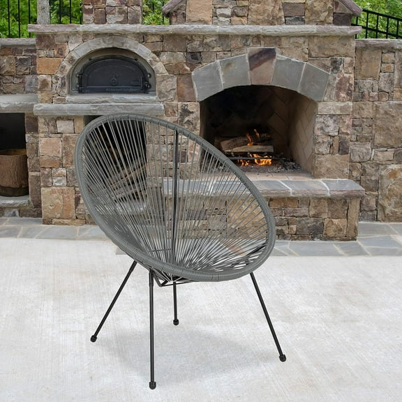 VibrantEcho Grey Papasan Bungee Lounge Chair