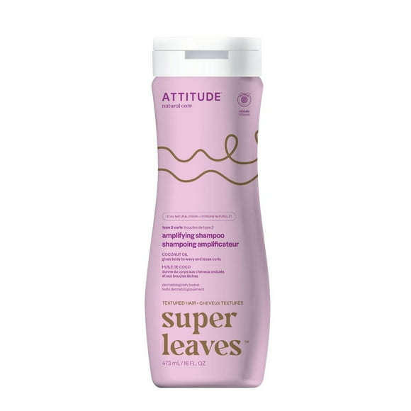 ATTITUDE super leaves, Shampoing Amplificateur de Boucles, Huile de Coco 473 mL