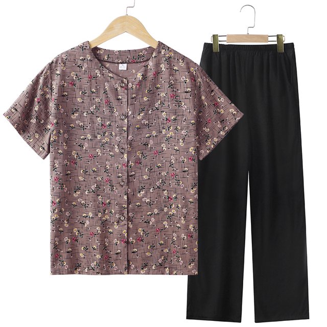 Summer Suit Cotton Silk Large Old Clothes Old Lady‘s Short Sleeve Trousers New Style Cardigan