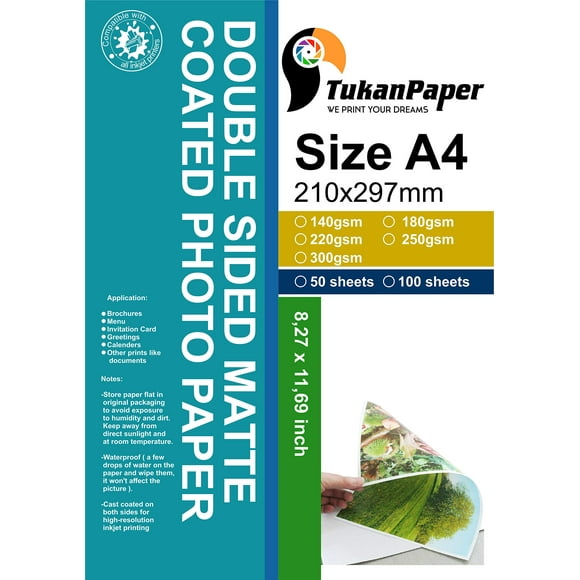 Photographs Double side matte Inkjet Photo Paper 8.3"x11.6" A4 Size 50 sheets weight 180gsm Invitations craft project signage