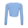 thumbnail image 5 of Women's Sweaters Light Solid Color Round Neck Long Sleeve Button Ribbed Knit Cardigan Cropped Casual Outerwear, 5 of 8