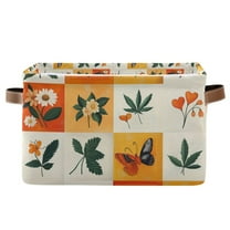 Yayeee Canvas Storage Basket with Handles for Shelves Fabric Bins Closet Organizer, Cartoon Plants