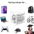 thumbnail image 4 of Inteprter Lata de dinero que no se puede abrir, caja de dinero acrílica para ahorros, Fondo de vacaciones, cajas de dinero para adultos Decoración del hogar 18*18*18cm, 4 of 4