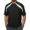 thumbnail image 2 of Pvkarhg Men's 1/4 Zip Workout T-Shirt Trendy Color Block Short Sleeve Shirts Crew Neck Quick Dry Sports Tees Breathable Outdoor Gym Tops Black 4XL, 2 of 8
