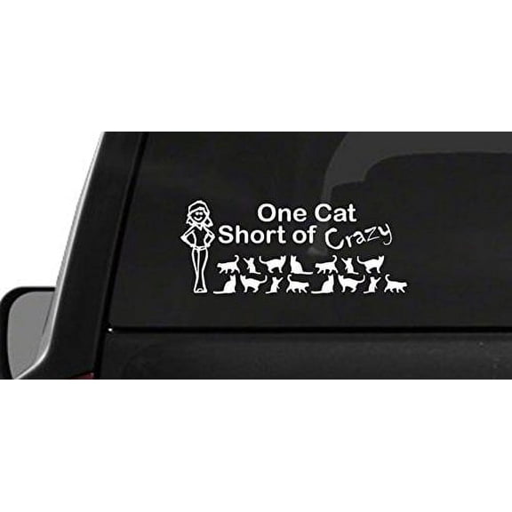 One Cat Short Of Crazy Lady (M20) Vinyl Decal Sticker Car Window