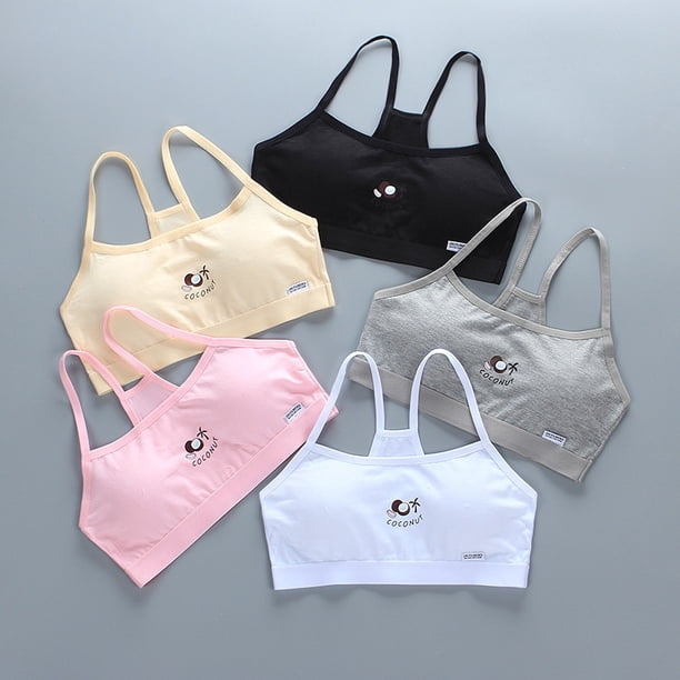 Teen Girl Sports Bra Kids Top Camisole Underwear Young Puberty Small Training Bra For 8-16years girls training braPink8 He Qiyong unisex