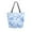 Blue Watercolor Floral Pattern, variant on Open Top Canvas Tote Bag with Zipper Reusable Shopping Bag 13.5x15" Roomy Carryall Blue Squares and Shapes