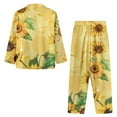 thumbnail image 4 of Renewold 2 PCS Stretchy Home Wear Button Pajama for Women Sunflowers Cow Scoop Neck Shirt & Pants Set Snug-Fit Loungewear Pjs Sleepwear Durable Outfits Tops Size S, 4 of 6
