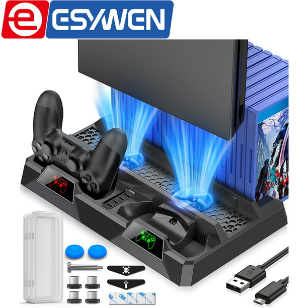 ESYWEN PS4 Stand Cooling Fan for PS4 Slim/ PS4 Pro/ PlayStation 4 Controller, PS4 Stand Vertical Stand Cooler for PlayStation with Dual PS4 Controller Charge Station & 16 Game - Walmart.com
