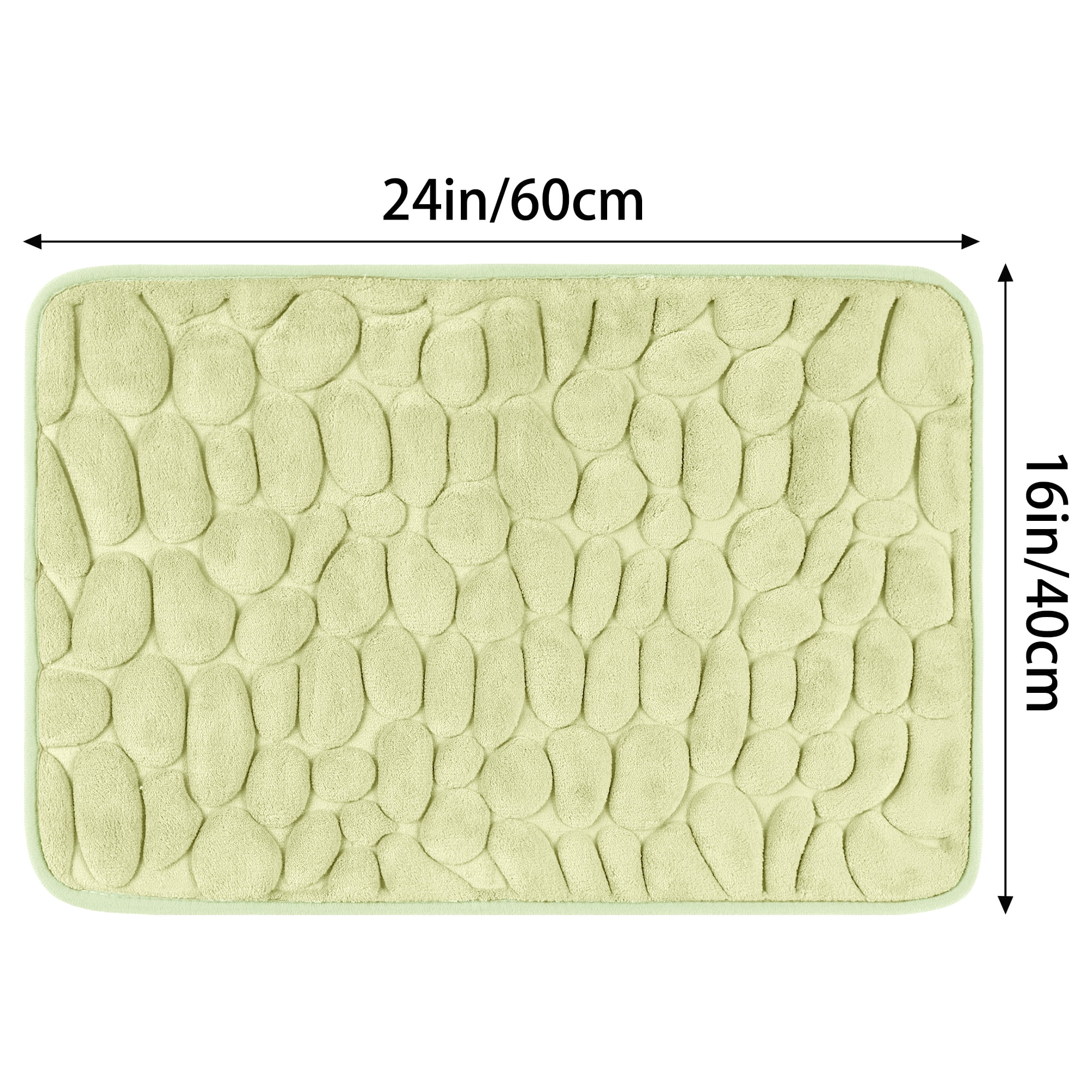Unique Bargains 2 Pcs Non-Slip Memory Foam Bath Mat Soft Bathroom Rugs for Bathroom, Sink Light Green 16" x 24"