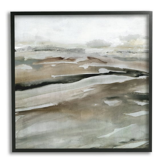 Stupell Industries Abstract Brown Landscape Abstract Painting Black Framed Art Print Wall Art, 12 x 12