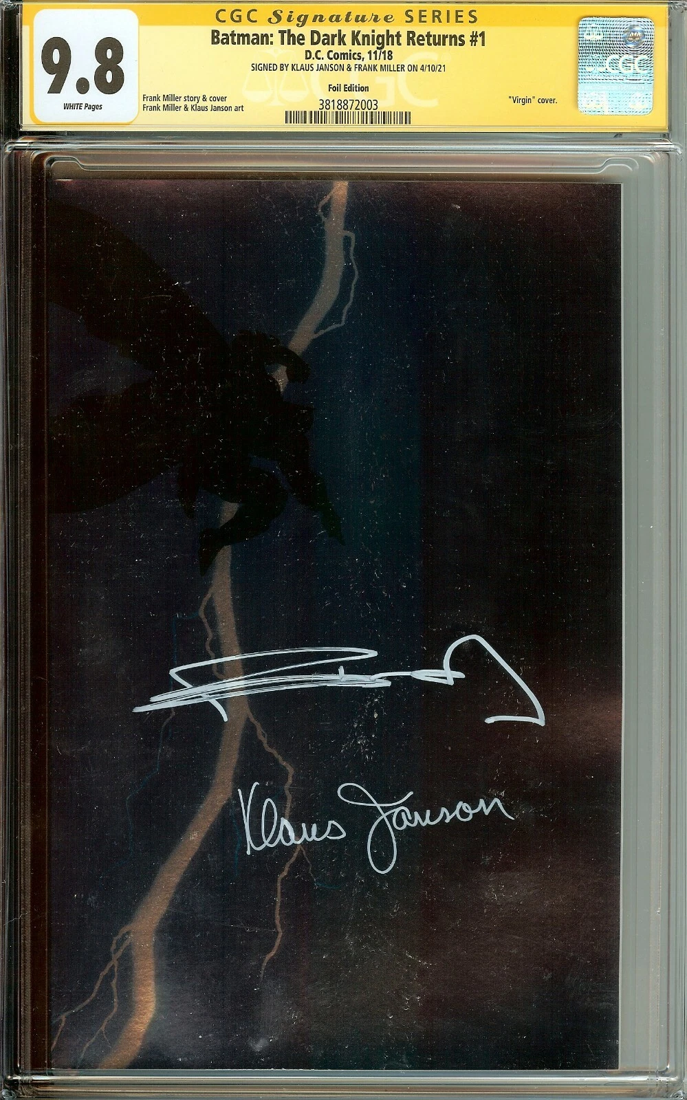 Batman: The Dark Knight Returns #1 (DC Comics) – CGC Signature Series 9.8 – Signed by Frank Miller & Klaus Janson