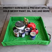 FlashDry Portable Spill Containment Berm, 4' x 4', UV-Resistant PVC, Heavy-Duty, Green