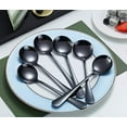 thumbnail image 3 of ReaNea Black Soup Spoons 6 Pieces Stainless Steel Round Dinner Spoon, Table Spoons Silverware Set, 3 of 7