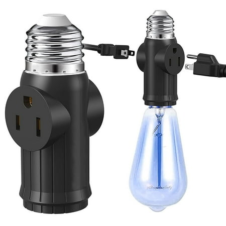 

Welpettie Handy Plug 1Pack Easy to Install Light Socket 1250W Heat Resistant E26 to 2/3 Convert Light Bulb to Outlet Socket Adapter