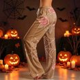 thumbnail image 6 of Edvintorg Loose Pants for Women Halloween Printed Elastic Waisted Casual Lounge Trouser Lightweight Wide Leg Soft Pant with Drawstring Womans Clothes Khaki S-2XL, 6 of 8