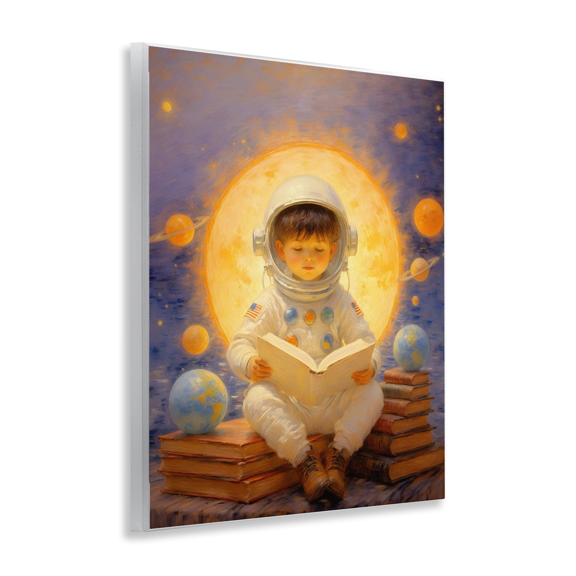 Astronaut Child Learning Wall Plaque Art, design by Angie Hawke