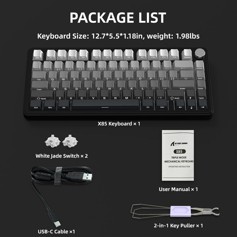X85 Wireless Mechanical Keyboard, TKL 82 Keys Bluetooth 5.0 X85 Wireless Mechanical Keyboard, TKL 82 Keys Bluetooth 5.0