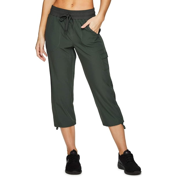 RBX Active Womens Fashion Lightweight Stretch Woven Body Skimming Drawstring Capri Pant