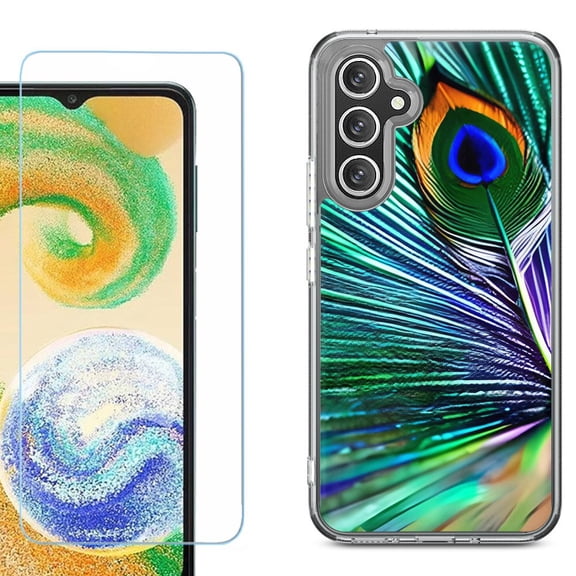 Phone Case for Samsung Galaxy A17 5G, with Screen Protector, by OneToughShield - Peacock Feather