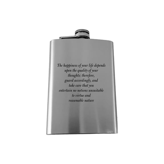 8oz The Happiness of your life Marcus Aurelius SS Flask L1