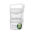 thumbnail image 2 of Vaso de plástico portátil para desayuno con cuchara | Envase para cereales, yogur y leche | Recipiente de dos niveles a prueba de fugas para separar alimentos secos y húmedos, 2 of 6