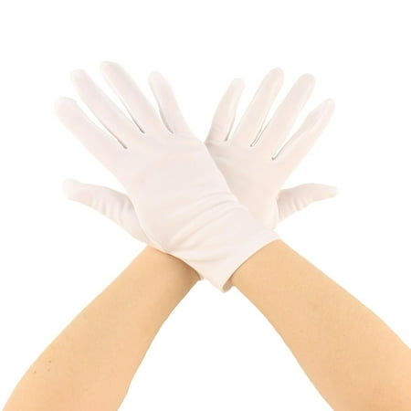 Matte Nylon Stretchy Wrist Length Plain Blank Thin Gloves Dress 1 Pair Large
